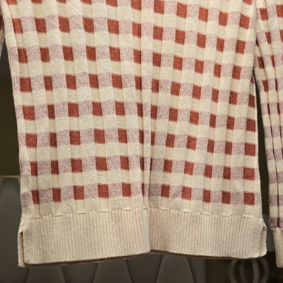 Wool LOFT Cream and Red Checkered Sweater - Picture 5 of 15